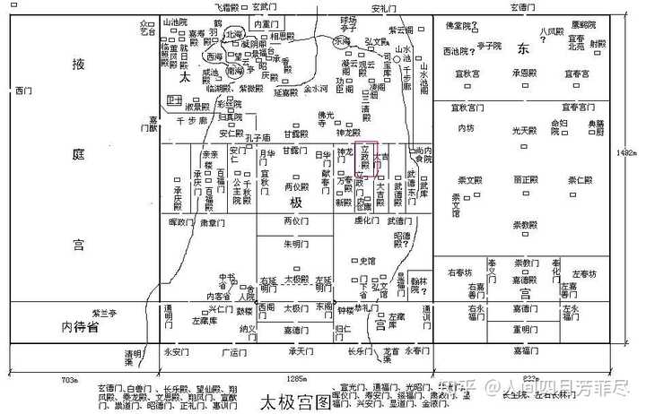 丽正殿的位置,基本确定李世民也住丽正殿,贞观十年长孙皇后崩于立政殿