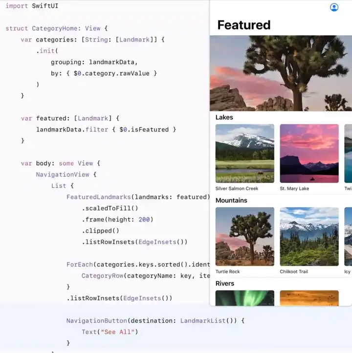 github 一个 repo 整理了在 wwdc 2019 发布的 swiftui 布局框架的
