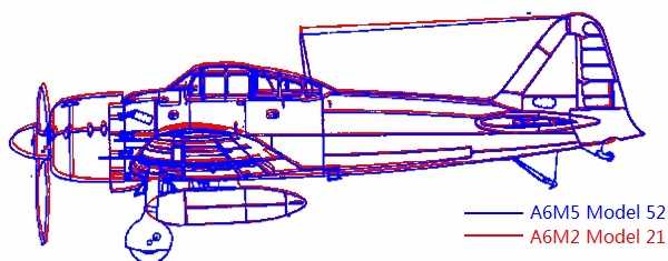 日本零式战斗机21型和52型外观有区别吗