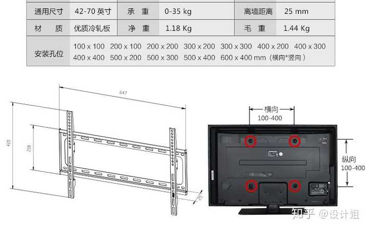 电视机厚薄差7cm 壁挂架厚度3cm=10cm的中间距离,稳稳的可