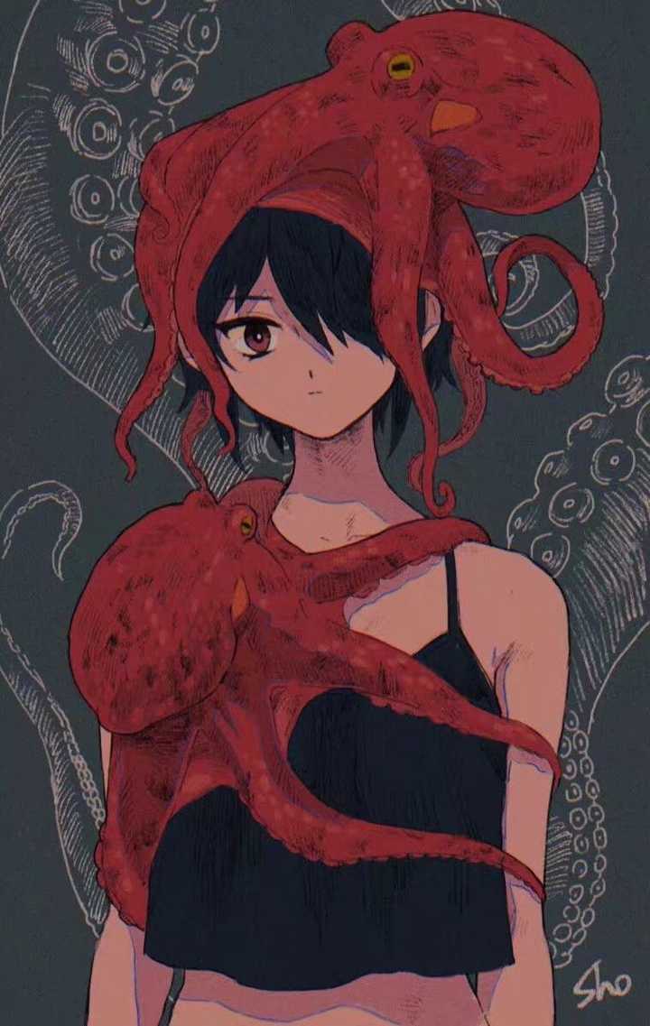 画师またよし,真的很喜欢这个巫女帽系列了超好看呀甜丧甜丧的 就