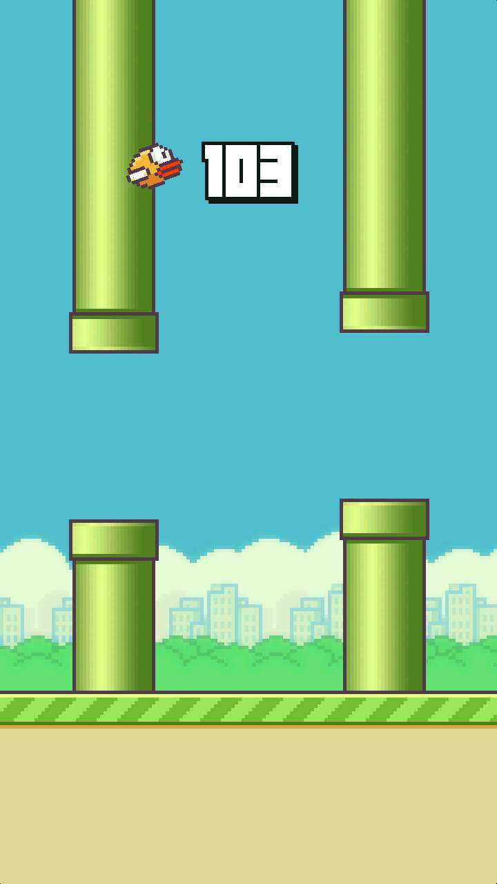 flappybird,第一把上手感觉手感不错,直到我的鸟儿玄学地穿透了柱子