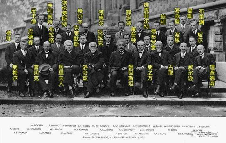 看看这张合影,29人中有17人获得过诺贝尔奖,爱因斯坦坐在前排中间