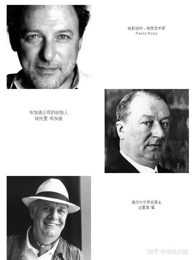如诺贝尔文学奖得主达里奥·福,布加迪公司的创始人埃托里·布加迪