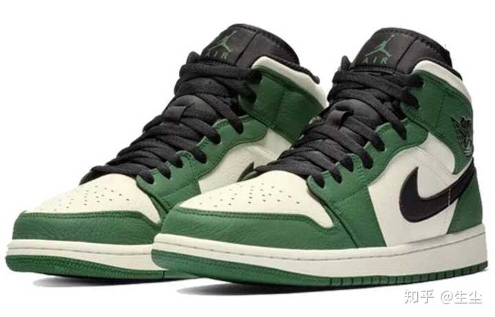 air jordan   mid 白绿脚趾