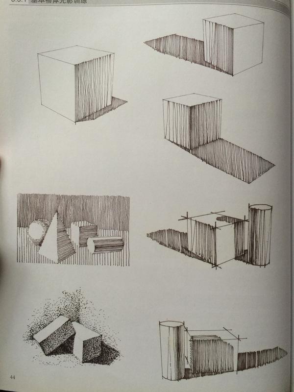 建筑钢笔画中怎么画阴影以及怎么表示各中材料的质感?