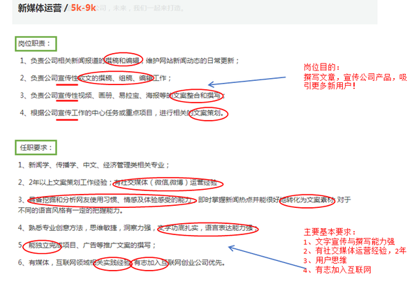 上图是某互联网公司的真实招聘需求。首先解释一下“任职要求”与“岗位