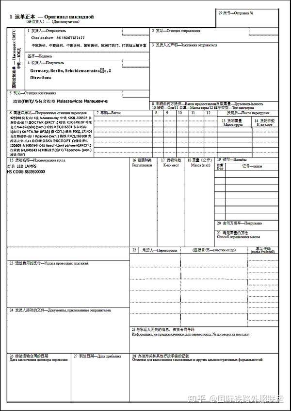 国际铁路外服联运 的想法 国际铁路联运,正本运单 知乎