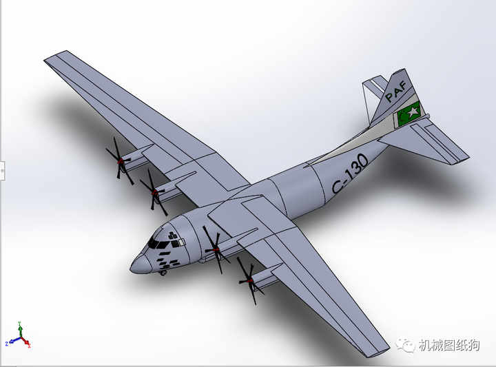 【飞行模型】lockheed c-130运输机简易模型3d图纸 solidworks设计