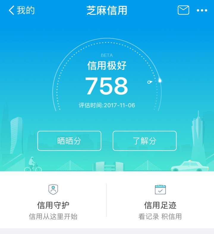 我大四,芝麻信用758分,你觉得呢