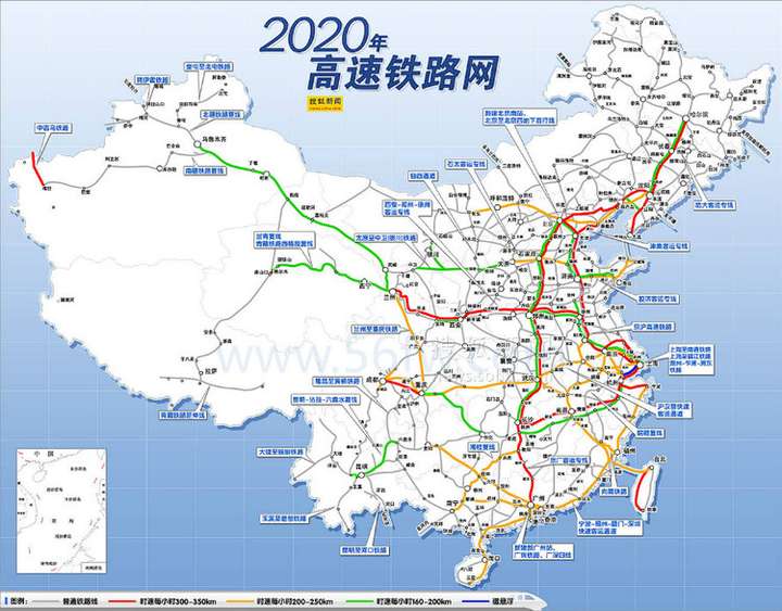 ▼先看一下2020年中国高速铁路网图