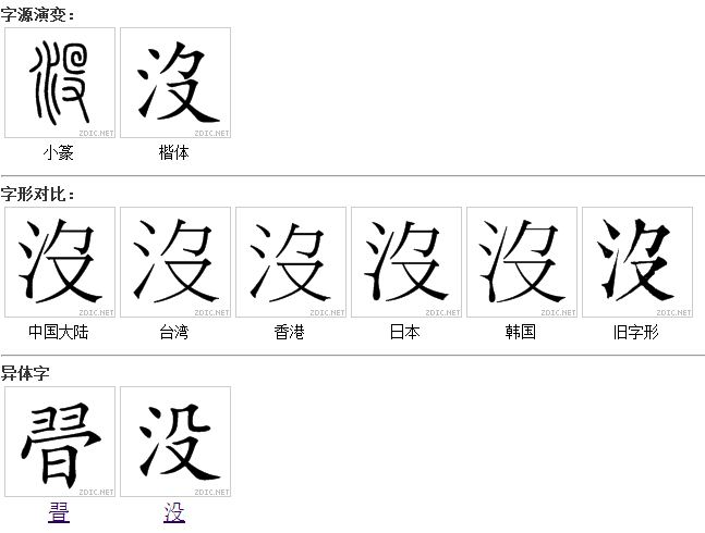 为什么将「没」视为「没」的繁体字?