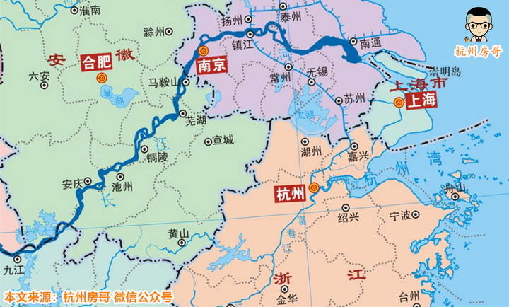 长江三角洲    地理位置图