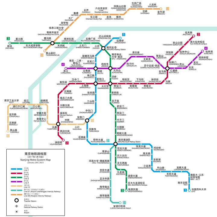 这是南京地铁运营线路图