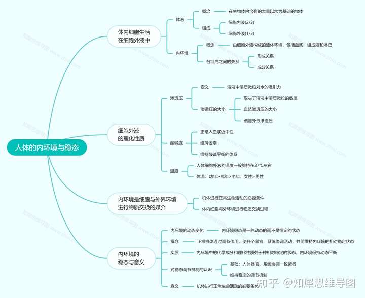 zhixi.com/tpl/9e. 生物必修三思维导图:人体内环境与稳态 高清无