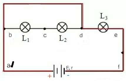 这是什么电路?三个小灯泡,哪个跟哪个串/并?求解?