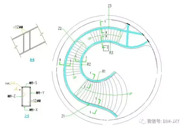 钢制旋转楼梯深化级模型