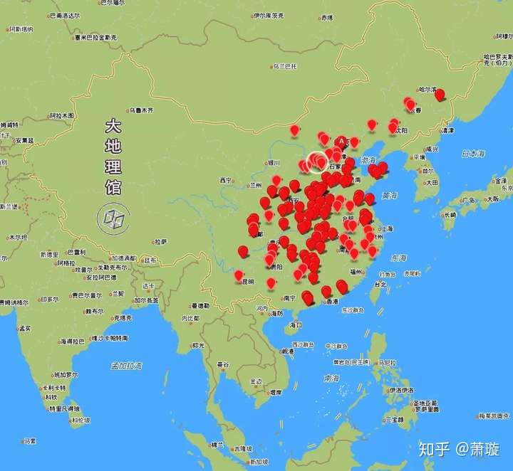 中国地图上带"阳"(县级以上)地名分布/ 制图-大地理馆