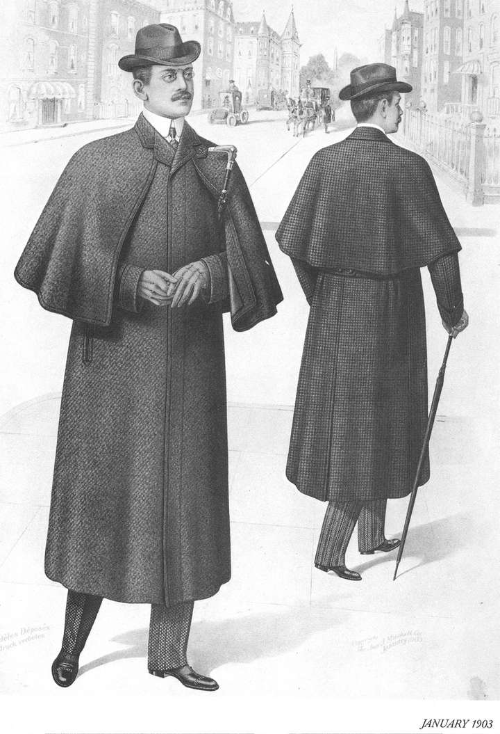 维多利亚时代流行男装的一个典型代表就是超长款过膝大衣 可拆卸短