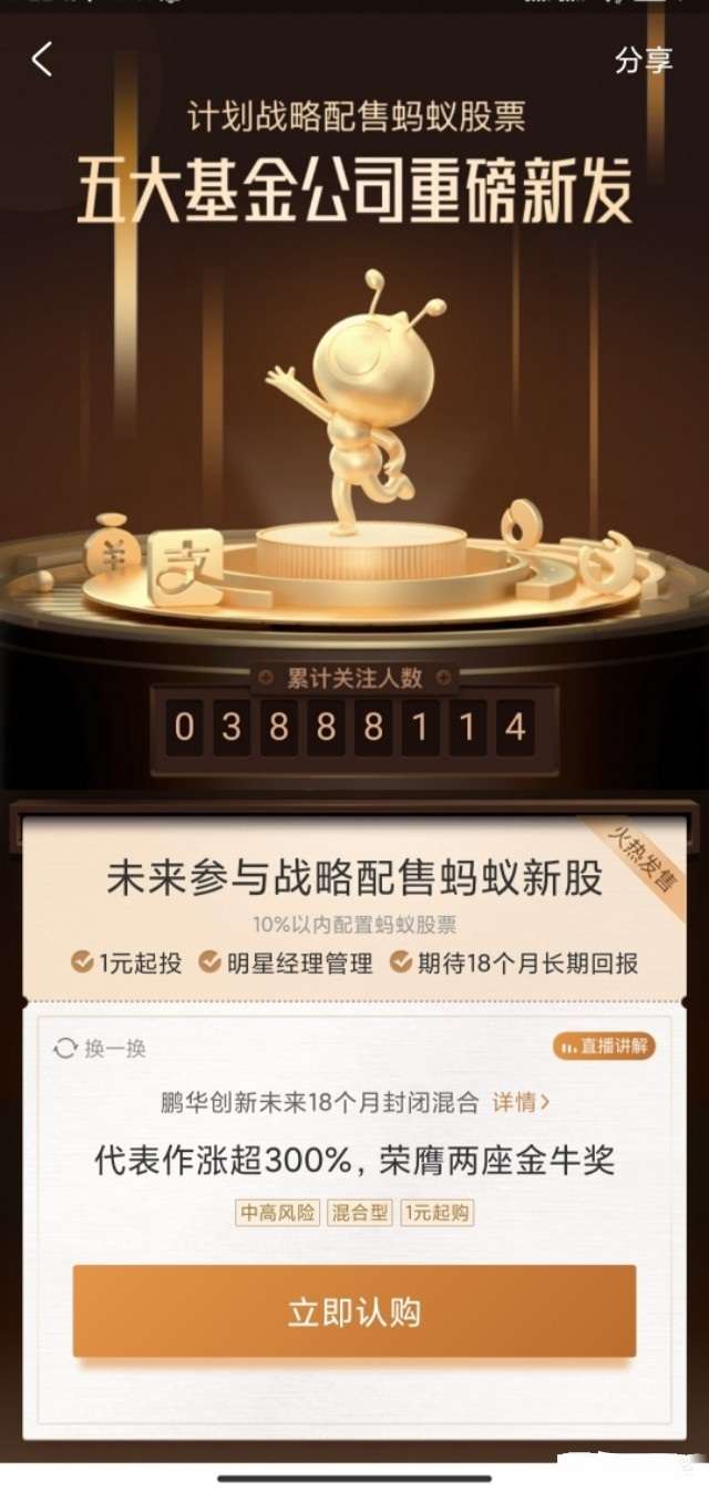 蚂蚁金服上市配售的新发五只基金能购买吗?