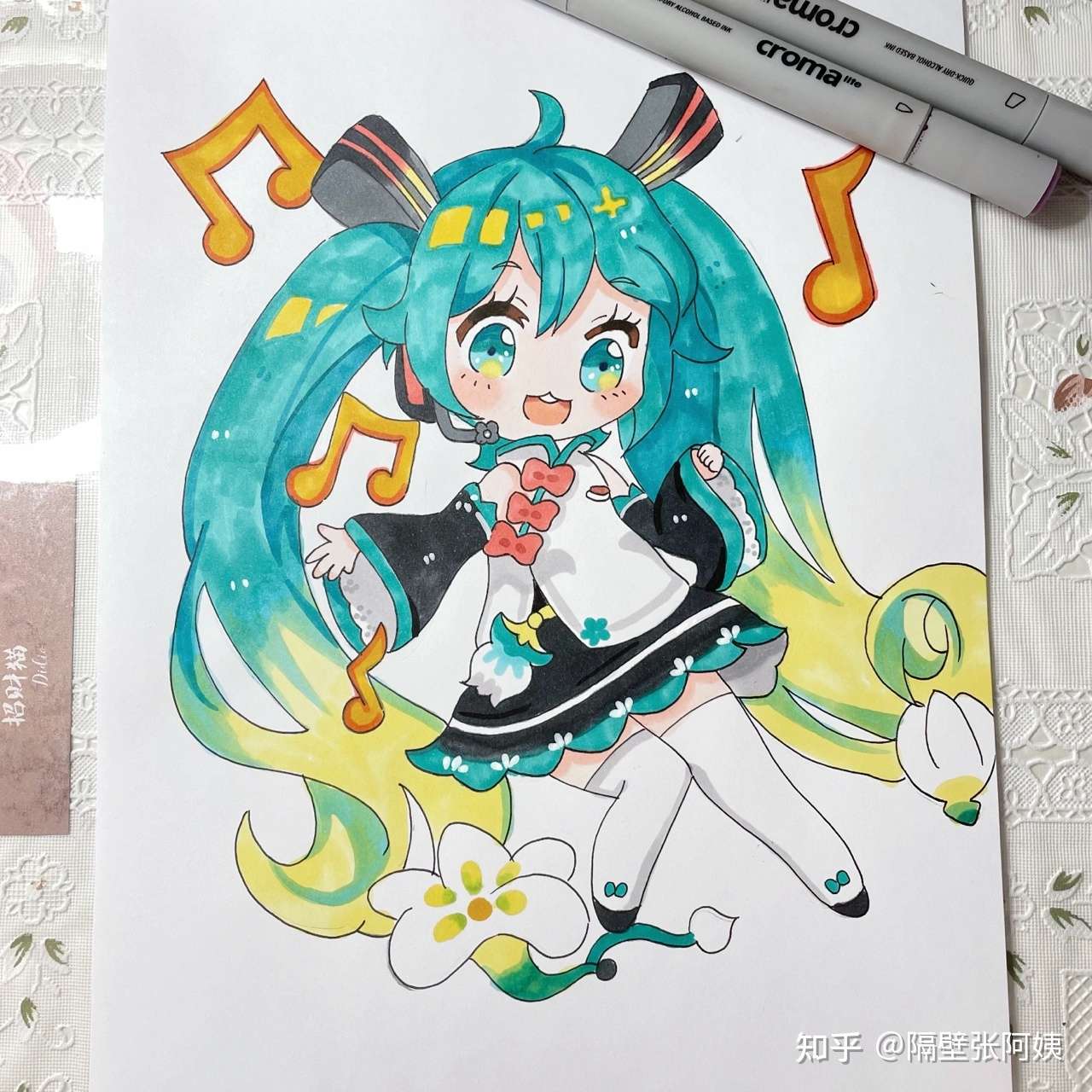 马克笔人物动漫初音未来线稿在最后哦72