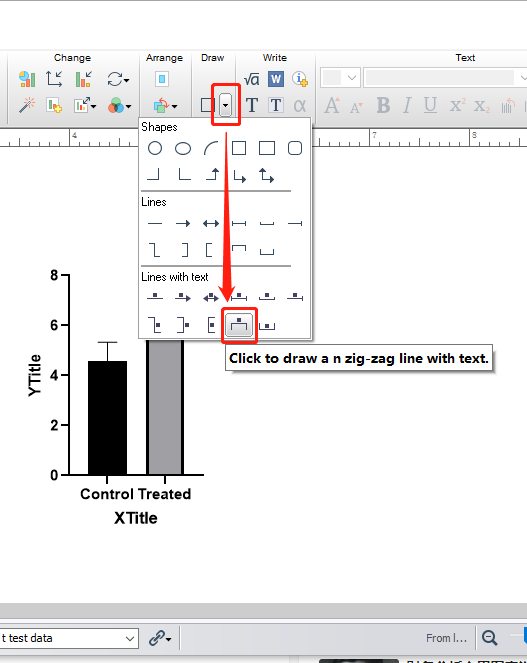 在graphpad prism中如何在柱状图上插入有统计学意义的*符号?