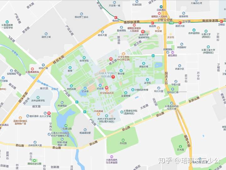 吉林大学校区地图(等比例尺) 英语专业所在的吉林大学外国语学院位于