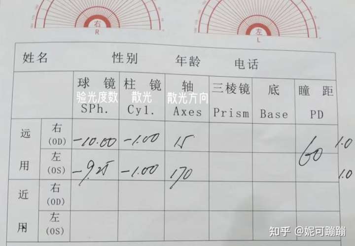 工作室高度近视同学的验光单
