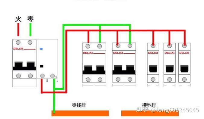 漏保出线只接的零线,火线没有接,所有火线从1p断路器接出这样家里电路