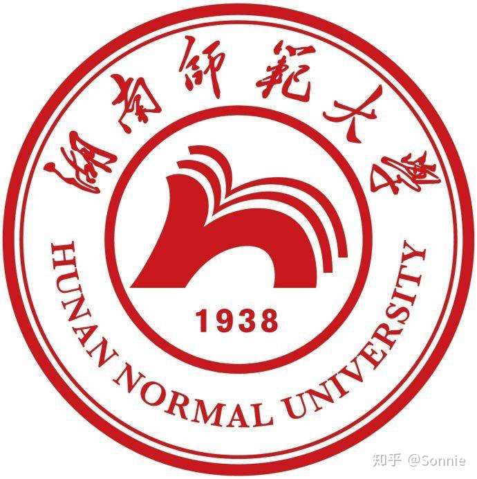 校徽以湖南师范大学的首字母h和n进行创意简化组合,采用白色基底,红色