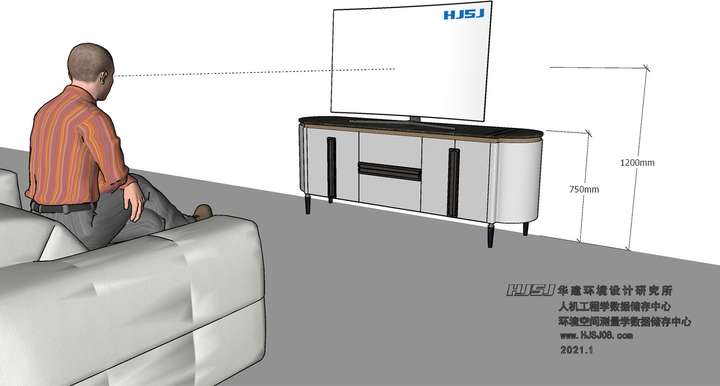 电视机壁挂的情况:电视显示屏安装高度为中心离地1200mm.