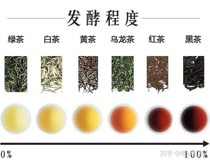 绿茶,白茶,黄茶,乌龙茶(青茶),红茶,黑茶