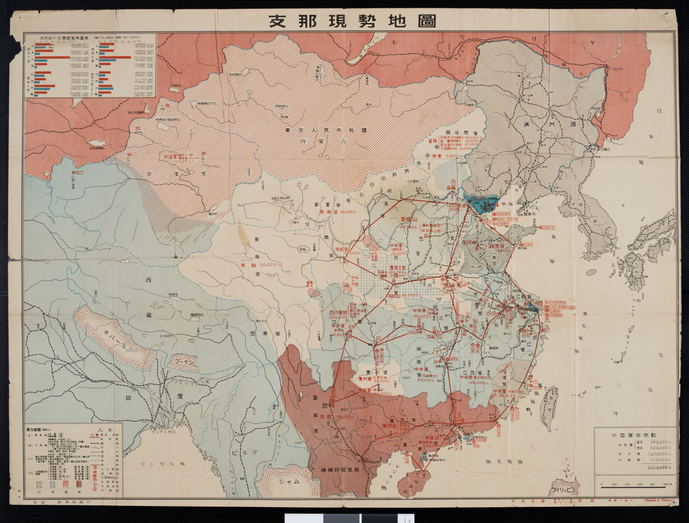 中原大战后中国各军阀势力地图