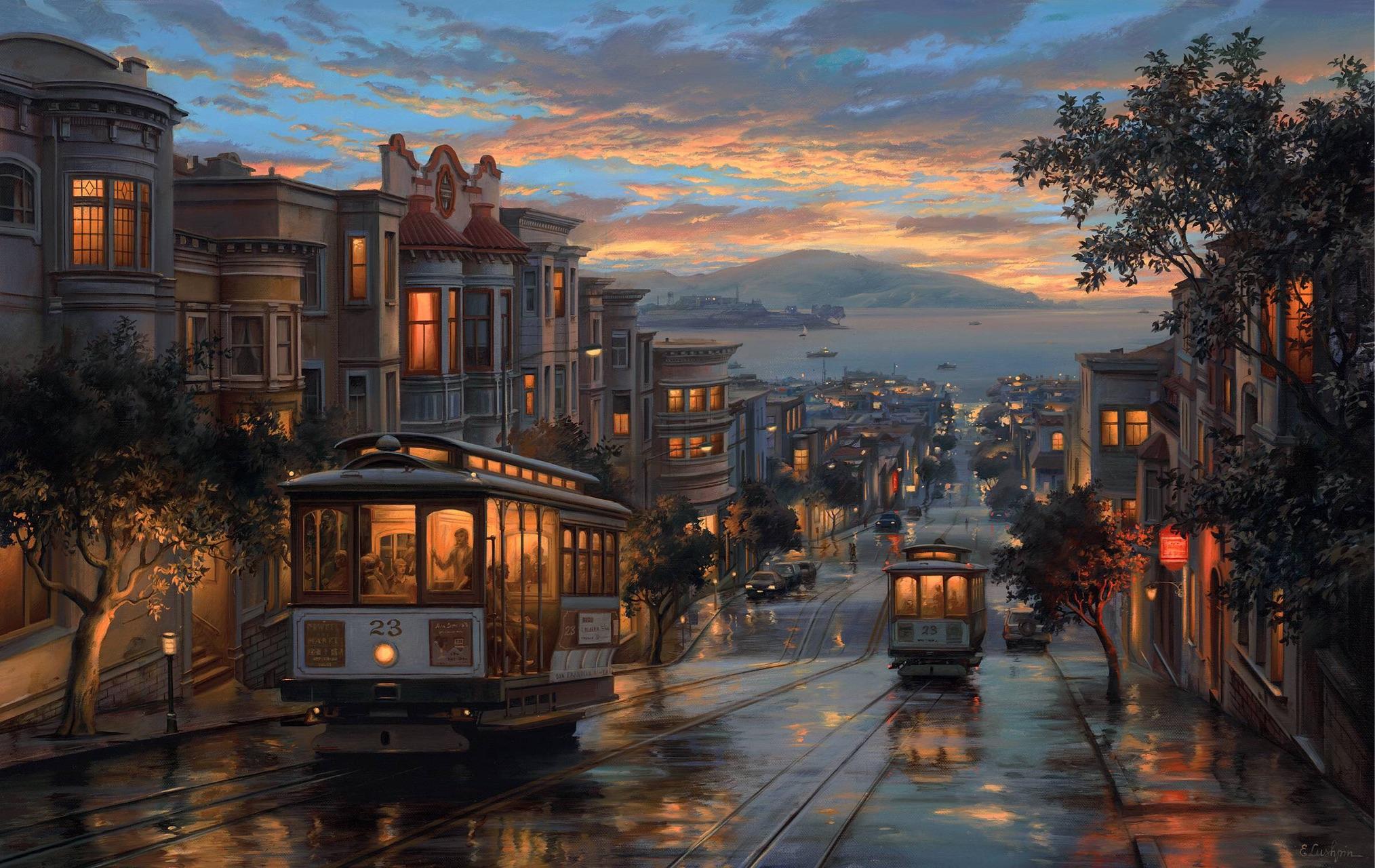 evgeny lushpin《万家灯火》系列,舒心的色彩.   显示全部