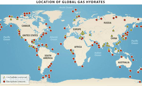 全球天然气水合物分布广,储量大