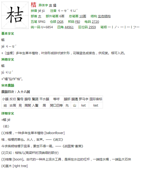 桔梗的桔念什么?是ju?jie?
