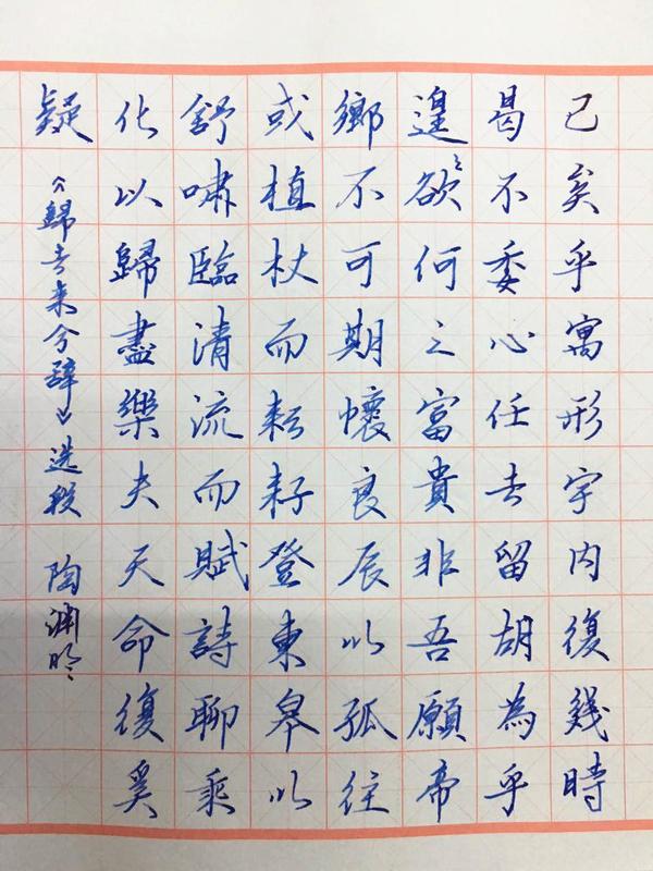 陶渊明《归去来兮辞》手写钢笔字笔友钢笔书法习作欣赏