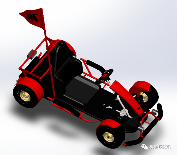 【卡丁赛车】electric-go-kart电动卡丁车3d数模图纸 solidworks设计