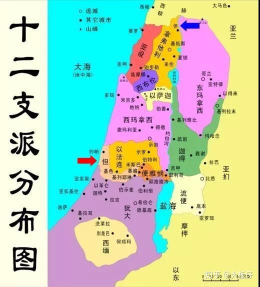 以色列12支派地图 以下是以色列的十二支派及其所对应的的希伯来日历