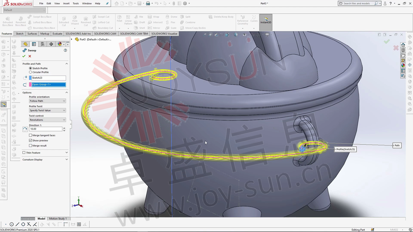 solidworks 使用建模功能设计一个金罐