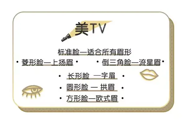 ① 菱形脸:上扬眉