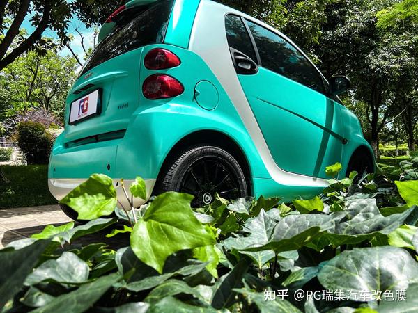 奔驰smart车身改色电光蒂芙尼 电光白 rg瑞集改色膜云南玉溪