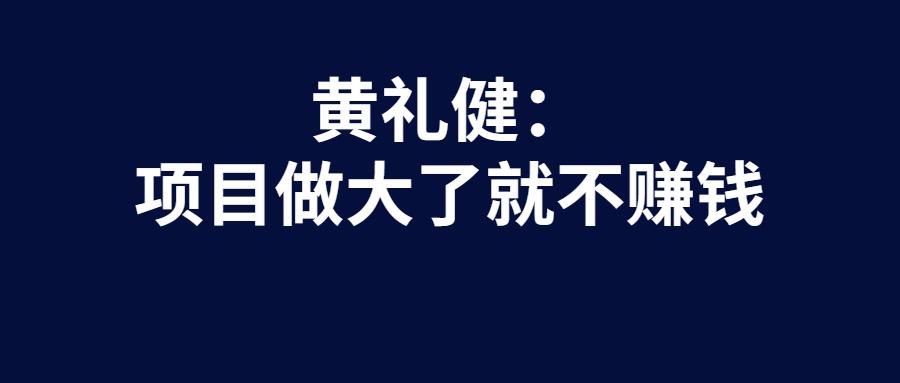 黄礼健项目做大了就不赚钱