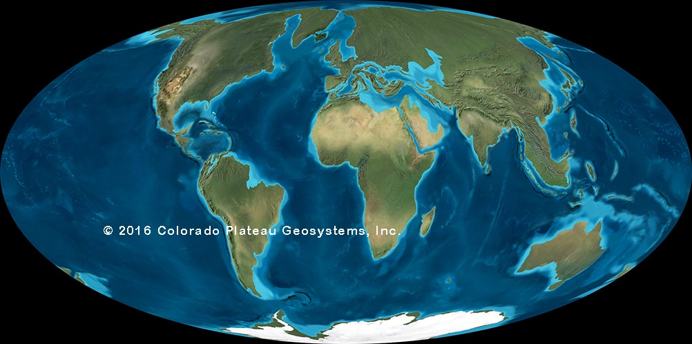 新生代6500万年间全球古地理变迁图