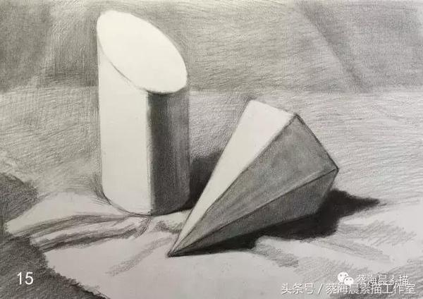 蔡海晨素描步骤稿08—两个石膏体深入细化完成