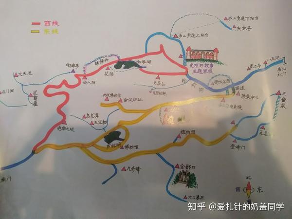 上面标注的都是庐山风景区打卡的主要景点