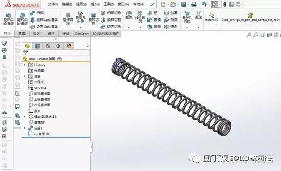 通过solidworks绘制弹簧