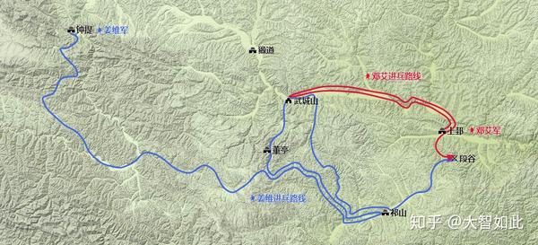延熙十九年(256年),姜维北伐路线图