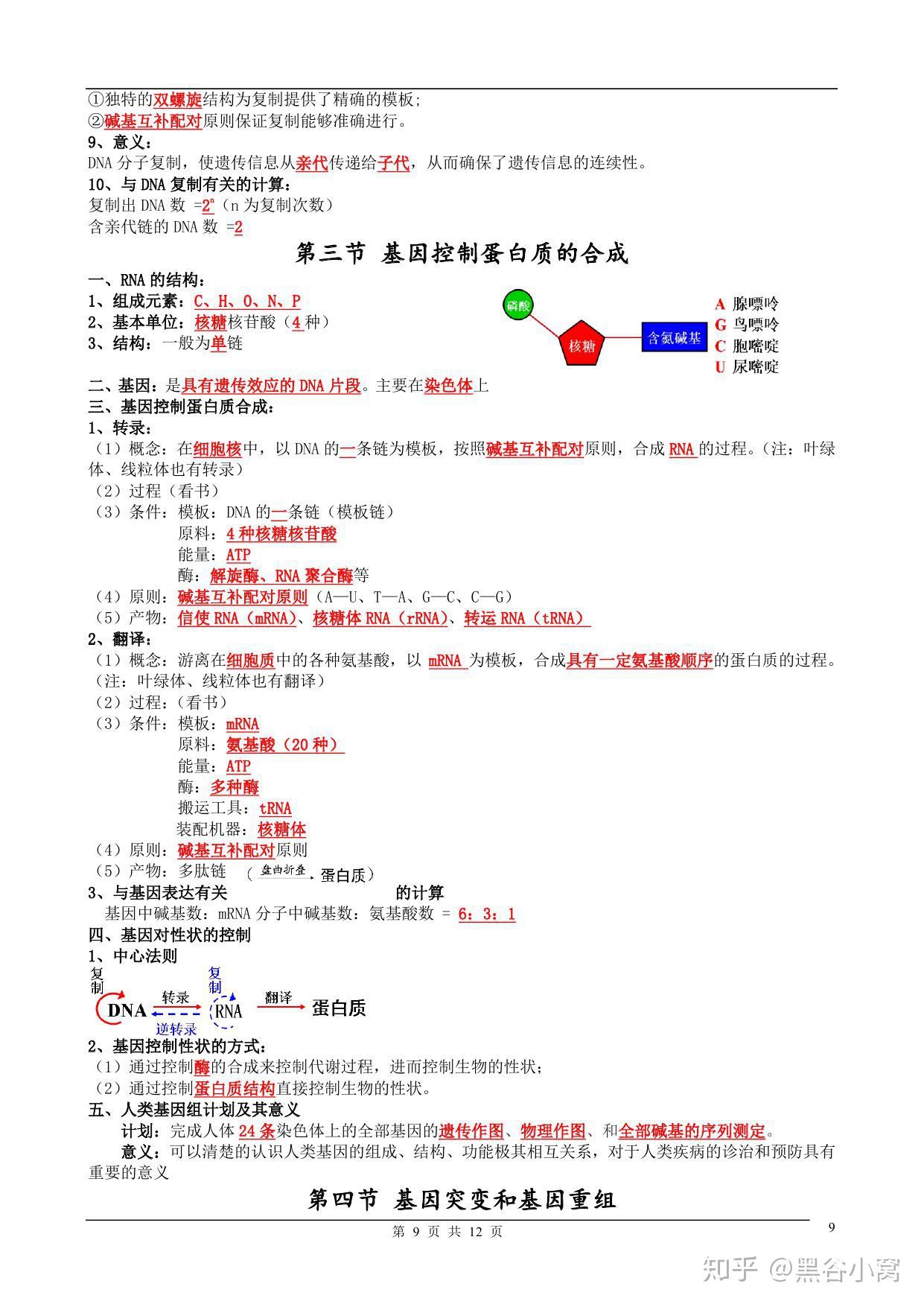 高中生物必修2知识点总结高中生物必修2笔记整理高中生物必修2思维导