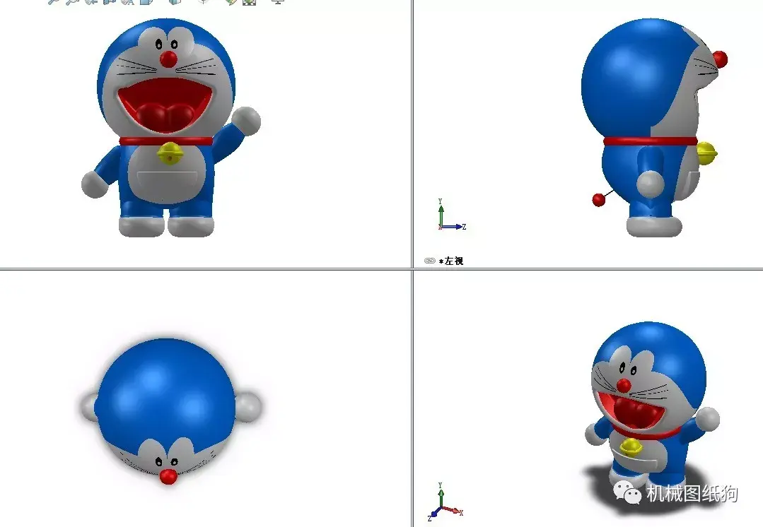 生活艺术哆啦a梦机器猫简易模型3d图纸solidworks设计